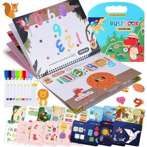 Preschool Learning Activities Toys - Montessori Busy Book, Handwriting Practice Aids, Autism Learning Materials, Homeschool Supplies, Educational Workbook for Toddlers Ages 3-5, Reusable Sticker Book