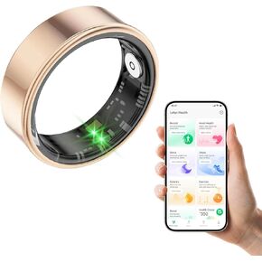 Smart Ring, Health and Fitness Tracker Smart Ring with Calories/Heart Rate/Blood Oxygen/Blood Pressure/Sleep Monitoring, IP68 Waterproof Ring for Pedometer Exercise (Silver, #7)