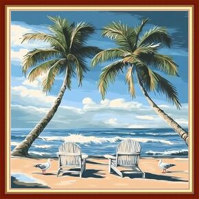 Fanxvivy Stamped Cross Stitch Kits for Beginners Full Range of Cross Stitching Preprinted Embroidery Kits for Adults, 11CT Embroidery Pattern Needlepoint Kits-Late Autumn 18x18 inch