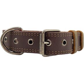 Taco Dog, Durable Leather Collar Made from Full Grain Leather – Perfect for Medium to Large Sized Dogs – Heavy Duty Adjustable Buckle, Metal D Ring to Attach Leash and Pet Identity Tag (Bourbon Brown)