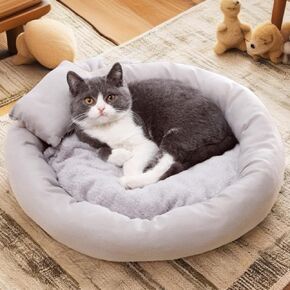 سرير Pillowplay Pet - 15.7 أو 17.7 بوصة ، حيوانات أليفة تصل إلى 11 رطلاً - مريحة وقابلة للغسل و 15 عامًا - القطط وسرير الكلب الصغير