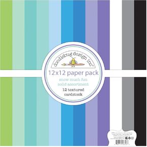 Doodlebug Double-Sided Paper Pack 12"X12" 12/Pkg-Textured, Snow Much Fun