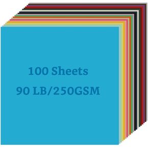 QTLCOHD 100 Sheets 12 x 12 Inch Colored Cardstock Paper 250 GSM / 92 LB Square Scrapbook Paper 20 Clolors Construction Card Stock Paper for Card Making Crafting Printing