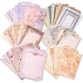 60 Sheets Lace Scrapbook Paper Assorted Set,LIOUCBD Bullet Junk Journal Supplies, Vintage Decoupage Paper for Embellishment, Decorative Craft Papers for Card Making Letter Writing Collage Background