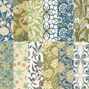24 Sheets Vintage Floral Pattern Paper 12" x 12" Vintage Spring Vine Scrapbook Paper Pad Double-Sided Spring Patterned Decorative Craft Papers Small Vine Craft Papers Retro Flower William Morris Decor