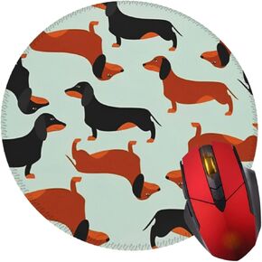 Dachshund Cute Dog Mouse Pad with Non-Slip Rubber Base Round Gaming Pads Mousepad Mouse Mat for Computer Office Desk Accessories