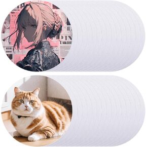 DAJAVE 30 Pack Round Sublimation Mouse Pads for Heat Press Printing, White Rubber Crafts Blank Mouse Pad, 7.87 x 7.87 Inch