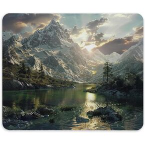Tnuw Nature Mountain Sunrise River Mouse Pad 9.4 × 7.9 بوصة ، طبيعية الجبل الثلجي غير القابل للانزلاق Mousepad للمكتب ديكور مكتب المسكن ، والمواد المكتبية هدايا للنساء الرجال للأطفال