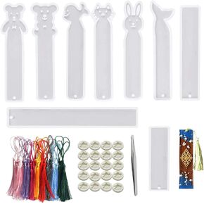 9 PCS Silicone Lotcmarks Mould ، 15 PCS ألوان متنوعة شرابات حريرية حريرية ، 1 PCS ملاقط و 20 PCS COTS FORS FOR DIY Jewelry Jewelry Casting Decoration by Woohome