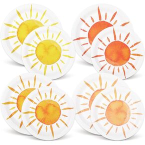 Whaline 48pcs لوحات شروق Sun Boho في رحلة أول رحلة حول حلوى الشمس لوحات عشاء الصيف Hippie Sunshine Party Party for Summer Summer Baby Shower Party Supplies Supplies Supplies