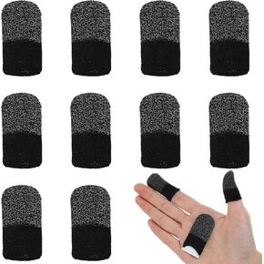 10pcs Finger Sleeve for Gaming, Silver Fibers Gaming Finger Gloves Breathable Seamless Sweatproof Touchscreen Finger Cover Thin Thumb Protector Compatible with All Touchscreen Devices (Grey)