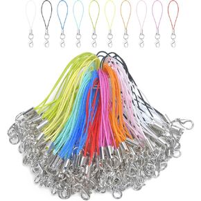 100Pcs Phone Charms Strap with Lobster Clasp,Lanyard Strap Cell Phone Charm Strap for Keychain Clasps USB Drive DIY Jewelry Mobile Accessories Charms