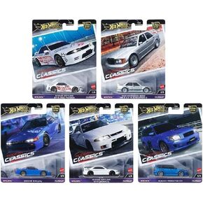 Hot Wheels Modern Classics Die-Cast Cars Set, 5-Pack, Nissan Skyline GTR, Mercedes-Benz 190E, Subaru Forester STI, Limited Edition FPY86-961E