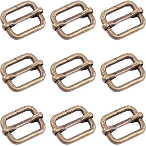 60 Pcs 33/64’’ Bronze Slide Buckle Adjuster, Multi-Purpose Webbing Strap Loops, Solid Metal Clasp Buckles Belt Buckle Hardware for Dog Leas Luggage Belt Craft DIY Accessories (13mm)