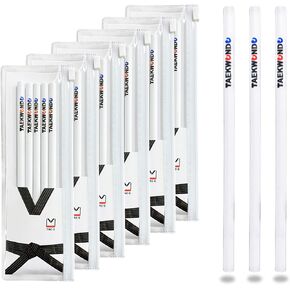 أقلام الرصاص Taekwondo HB Wood مغلفة مع أبيض واضحة PVC Case Adea Hight Feathel لطلاب فنون القتال (6 حزم من 5 (30 عدد) ، أبيض)