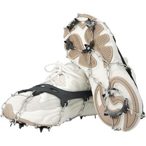 ICE Cleats for Boots – Chain CRAMPONS with Anti-Slip 12 Stainless Steel Spikes for Walking, Hiking, Climbing, Mountaineering, and Snow Adventures