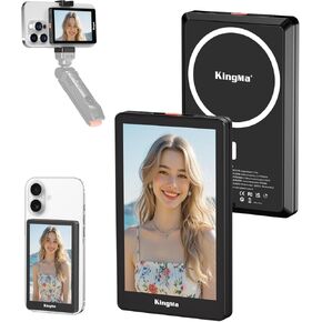 King Ma 4K 30FPS Magnetic Phone Vlog Selfie Monitor Screen, Sync Back Camera iPhone Monitor Screen for Vlog Live Stream & TikTok