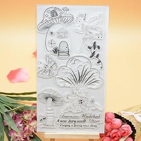 مرحبًا بك في Home Home 1pc Spring Mushroom Fairy Clear Stamp لتصنيع البطاقات وصنع السكر.