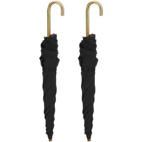 2 PCS Black 1:12 Dollhouse Miniature Smbrella ، Mini Cloth Umbrella Doll House Dollhouse Mini Furniture Associatory ، Doll Smbrella ، Dollhouse Accessories