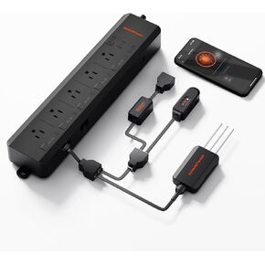Spider Farmer GGS AC5 Power Strip Kits, 5 AC Smart APP-Based Controls Outlets, 3 in 1 Soil Sensor, Temp Humid Light Sensor, for Indoor Grow Tent and Room