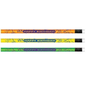J.R. Moon Pencil JRM7917B عشرات من أقلام عيد ميلاد Neon Happy ، 0.7 "الارتفاع ، 2" عريض ، 7.5 "(12 عدد)
