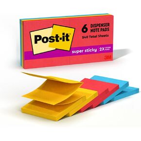 Post-it Super Sticky Pop-up Notes, 3 in x 3 in, 6 Pads, 2X The Sticking Power, Playful Primaries Collection, Bright Colors (Orange, Pink, Blue, Green),Recyclable (R330-6SSAN)