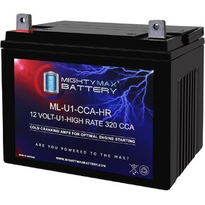 ML-U1-CCAHR - 12V 320 CCA U1 - SLA Starting Battery for Lawn, Tractors and Mowers - Mighty Max Battery Brand Product (3878105)