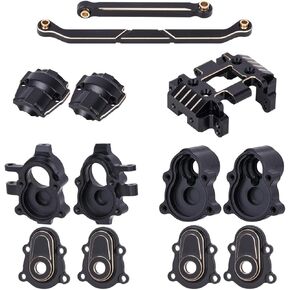 Brass Skid Plate Steering Knuckle Outer Portal Housing Steering Link and Diff Cover for 1/18 RC Redcat Ascent-18 Hop-ups