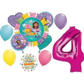 يزداد حفلات عيد الميلاد الرابع في غابي القطط و Dollhouse Balloon Bouquet