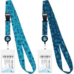 2 Pack Retractable Cruise Lanyard with Waterproof ID Holder Retractable Reel for Cruise Key Cards Ships Essentials & Must Have Travel Accessories（Funny Pirate） 2 in Saudi Arabia