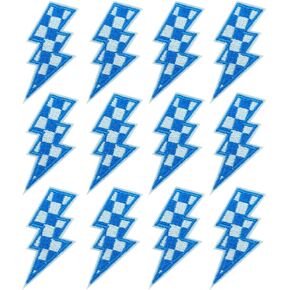 12 PCS الأزرق المتقلب البرق البرق الحديد على تصحيح التثبيت في سباق الترباس لسباق القبعات DIY أكياس الملابس