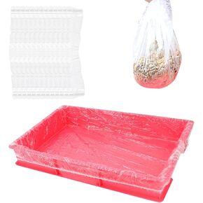 50pcs أكياس تنظيف الحيوانات الأليفة 27.5 '× 19.7' '، قابلة للتصرف في صينية الأرنب البلاستيكية التي يمكن التخلص منها بطانة صغيرة للحيوانات القمامة تسرب لتسريع الطيور القنفذ ، الأرنب ، شينشيلا