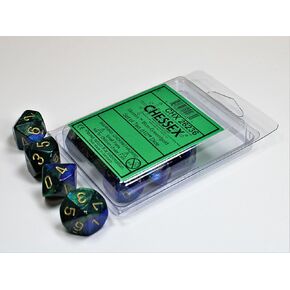 Chessex Dice Sets: Gemini Blue & Green with Gold - Ten Sided Die d10 Set (10)
