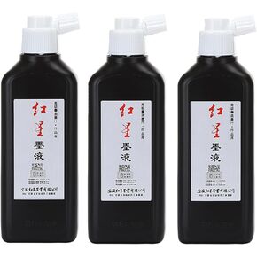 Megrez الصينية حبر الفرشاة الصينية ، حبر Redstar Black Liquid Ink Sumi للكتابة ورسم الخط الياباني ، حبر فرشاة الخط الصيني التقليدي ، 15.8 أوقية (450 مل)/زجاجة
