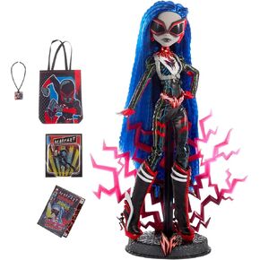 Monster High Deadfast Ghoulia heelps SDCC 2024 حصرية دمية - ترقية للتكنولوجيا مع شارة Comic -Con ، والشخصية المصغرة ، والكتاب الهزلي