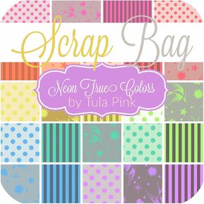 Neon True Colors Scrap Bag (Approx 2 Yards) by Tula Pink for Free Spirit 2 Yards DIY Quilt Fabric