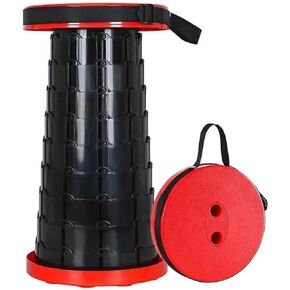 Portable Collapsible stools for Adults-Portable stools for Adults Heavy Duty 300 lbs-Telescoping Stool Foldable-Portable Seating Stool for Home, Camping, Hiking, Gardening (Red/Black)