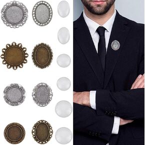 Sunnyclue 1 Box 16PCS Brooch Making Kit Cabochon Brooch Wedding Boutonniere Cabochon Bezel Tray Flanks Blanks Blanks Half Class Cabochons Flant Blant Brooch Fin