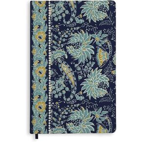 Vera Bradley Women's Floral Fabric Journal with 160 Lined Pages and Ribbon Bookmark, Gemstone Paisley Aqua