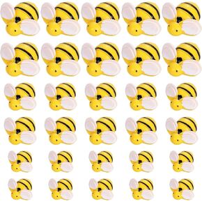 30pcs Small Resin Bees, Tiny Mini Plastic Flat Back Bumble Bee Decoration Little Miniature Honey Bees Crafts Birthday Party Table Decor (Lemon Yellow)