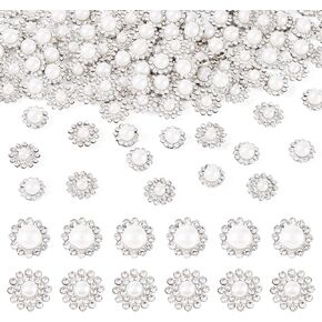 Beadthoven 200pcs 12mm 13mm زهرة مخلب لآلئ خياطة على أحجار الراين قاعدة المعادن القاعدة Flatback Claw Rhinestons بلورات زجاجية لامعة خياطة أحجار الأحجار الكريمة للملابس DIY فستان الأحذية الحرف اليدوية