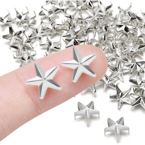 200pcs 8mm Rhinestone Studs + 150Pack 10mm Star Studs for Bag Shoe Clothing Belt