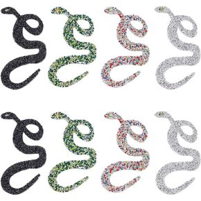 WEBEEDY 8 Pcs 4 Styles Snake Shaped Rhinestones Trim Ribbon Crystal Glitter Snake Applique Iron on Patches for Outfit Bags Garments Dress DIY Crafts Clothing Accessories,8 * 17cm/3.1 * 6.7"