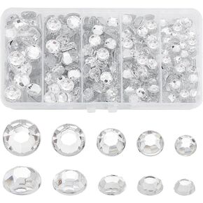 PH Pandahall 430pcs 5 أحجام مسطحة في الظهر الكريستال أحجار الراين المستديرة للأحجار الكريمة الشفافة أحجار الراين الحجرية الماس لصياغة مصنوعات الفنون الأظافر الزخارف ملابس ديي المجوهرات صنع 6/7/8/9/10 ملم