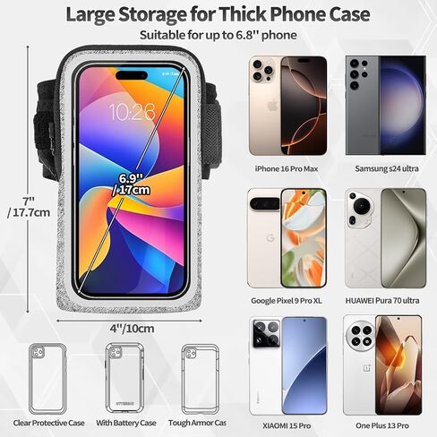 Wristband Phone Holder for Running, Forearm Armbands, Running Armband with Card Slot for iPhone Pro Max Plus (16/15/14/13/12/11/X/XR), for Galaxy S24/S10, Cell Phone Holder Up to 7.0'' Phone in Saudi Arabia