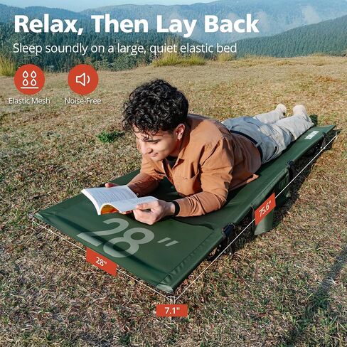 Ultralight Camping Cot for Adults - Portable Folding Camping Bed, Supports 350 lbs - Lightweight for Travel, Camping, Hiking, Backpacking, Mountaineering, Black in Saudi Arabia