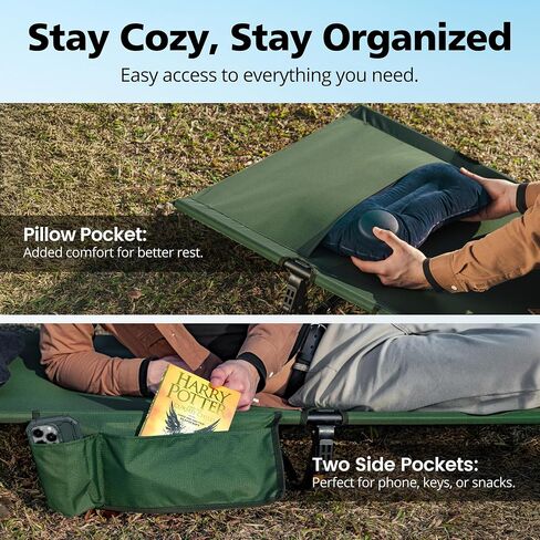 Ultralight Camping Cot for Adults - Portable Folding Camping Bed, Supports 350 lbs - Lightweight for Travel, Camping, Hiking, Backpacking, Mountaineering, Black in Saudi Arabia