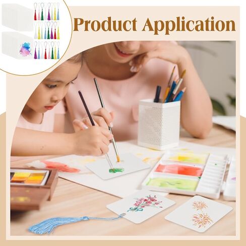 Benecreat 50 Packs Packs Artist's Tiles ، 3.9 بوصة مربعة من البلاط الورقي Zentangle ، والبطاقات الفارغة مع 25 شرابة ، وأوراق الورق لرسمية دفتر كتاب ، وبطاقات الفهرس بطاقات فلاش. in Saudi Arabia