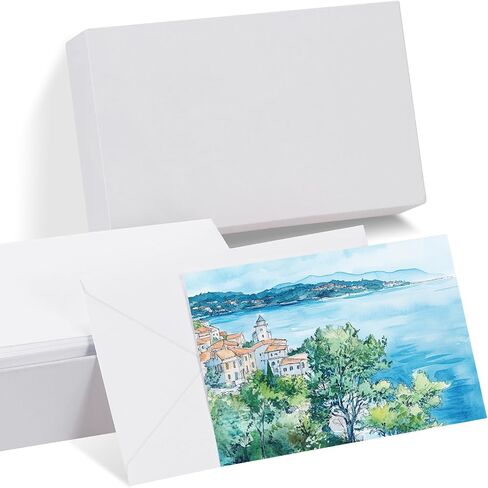 PATIKIL 30 Sets Pure Cotton Watercolor Cards 140lb/300 GSM Postcards with Envelopes for Art Painting Creative Thank Notes, 4x6 Inch(White Box) in Saudi Arabia