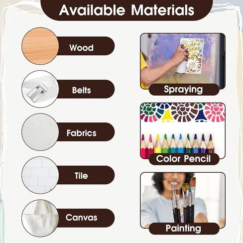 12Pcs Mixed Stencils for Painting, Art Stencils for Crafts Reusable, Wood Grains Flower Texture Templates Spider Web Layering Spray Paint Stencils Kit on Wall Canvas Cake Card DIY (11×7'') in Saudi Arabia